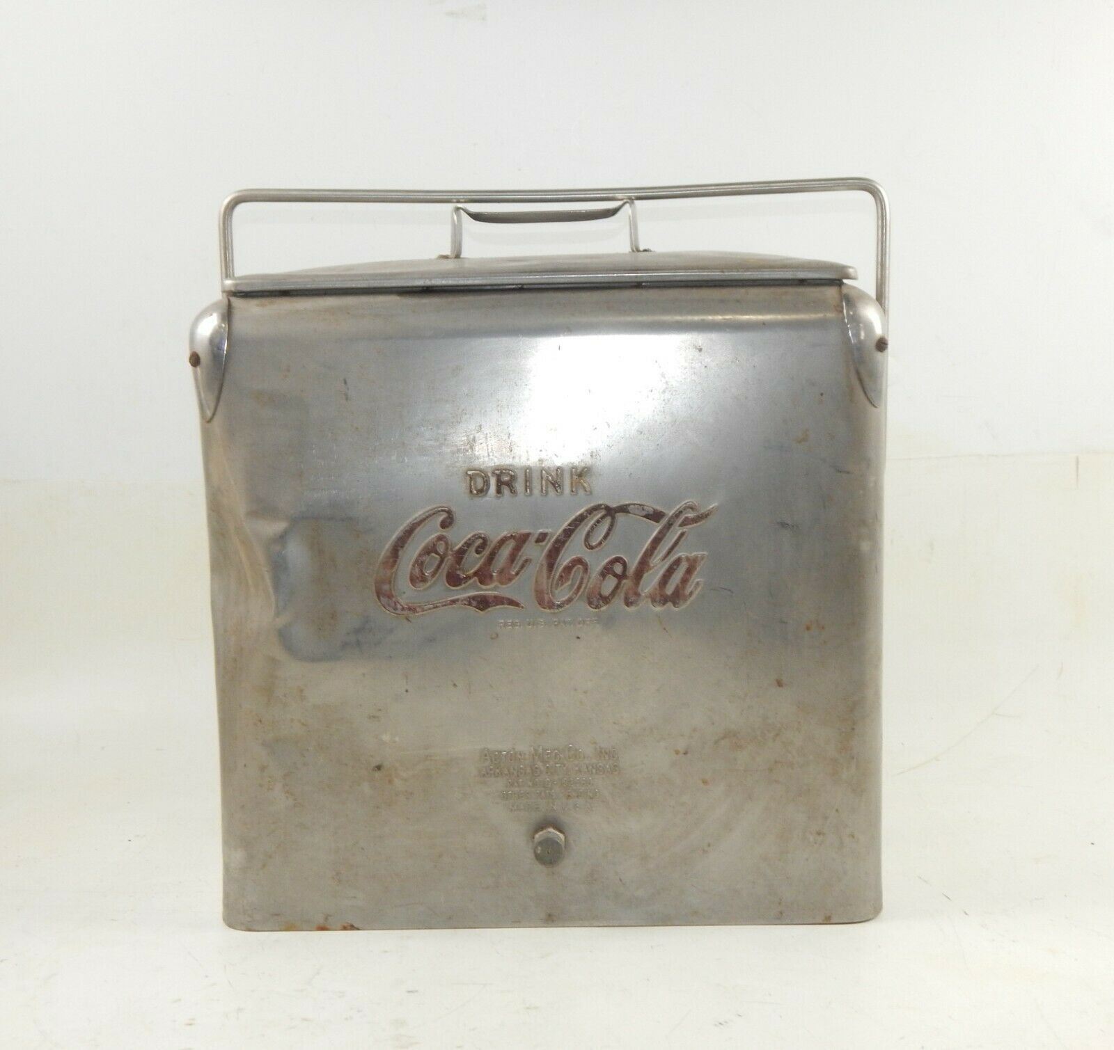 1950's STAINLESS COCA COLA PORTABLE COOLER+TRAY+LID VINTAGE CHEST SODA - MotoRaider