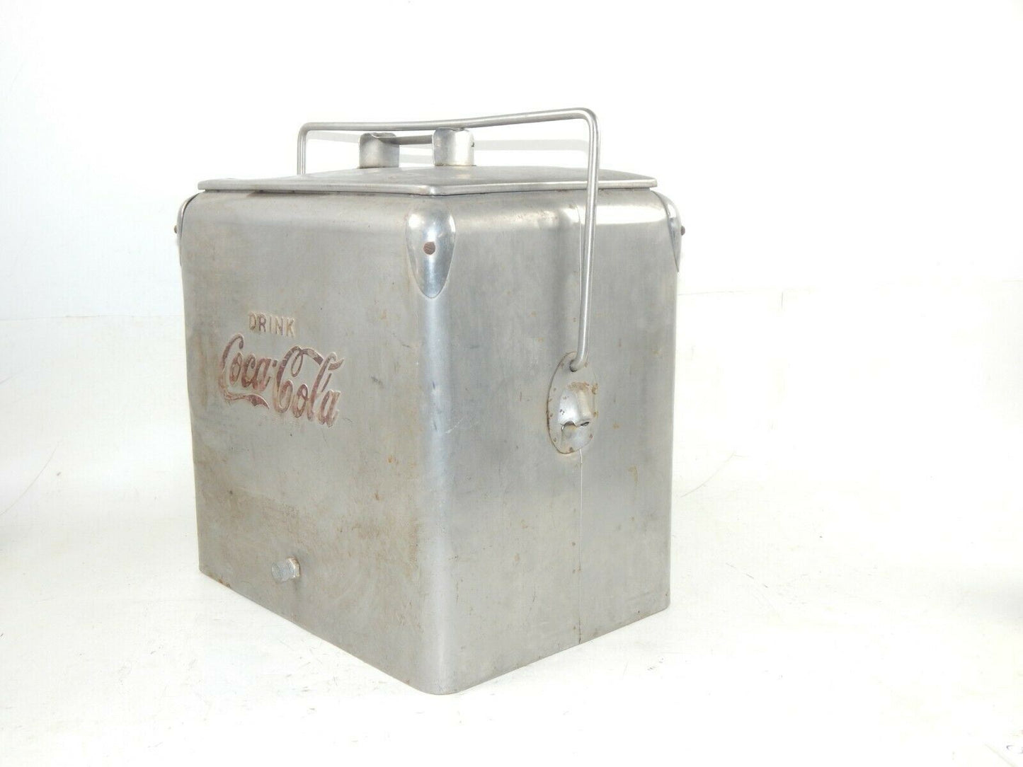 1950's STAINLESS COCA COLA PORTABLE COOLER+TRAY+LID VINTAGE CHEST SODA - MotoRaider