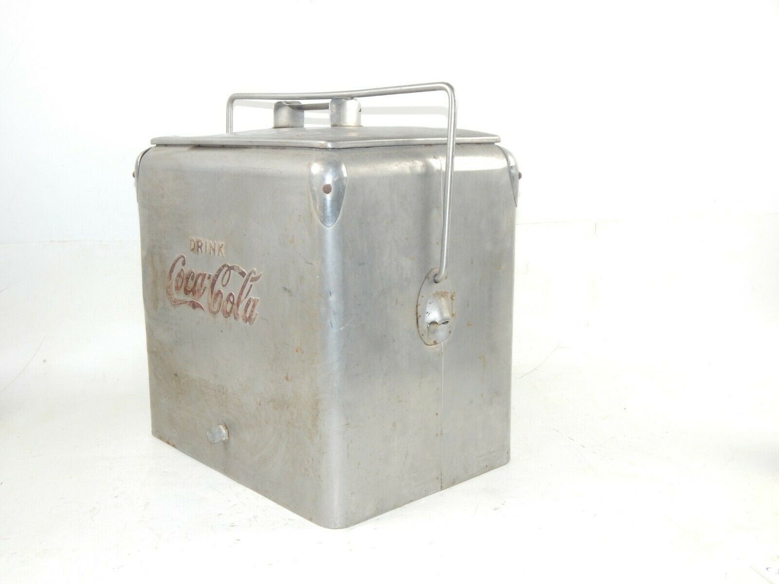 1950's STAINLESS COCA COLA PORTABLE COOLER+TRAY+LID VINTAGE CHEST SODA - MotoRaider