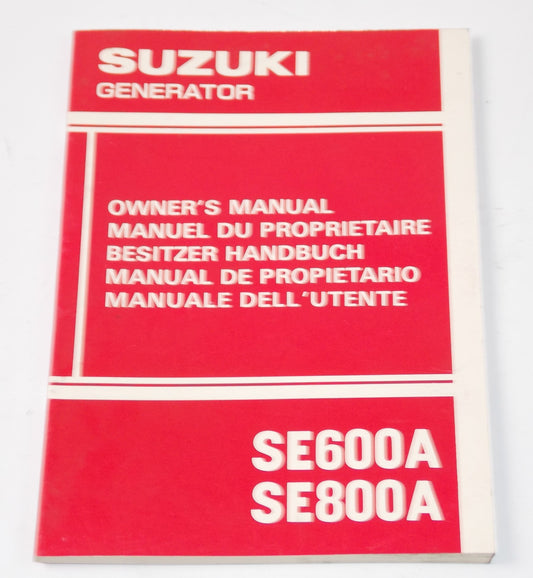 1987 SUZUKI GENERATOR SE600A SE800E OWNER MANUAL BOOK 99011-90490-01M - MotoRaider