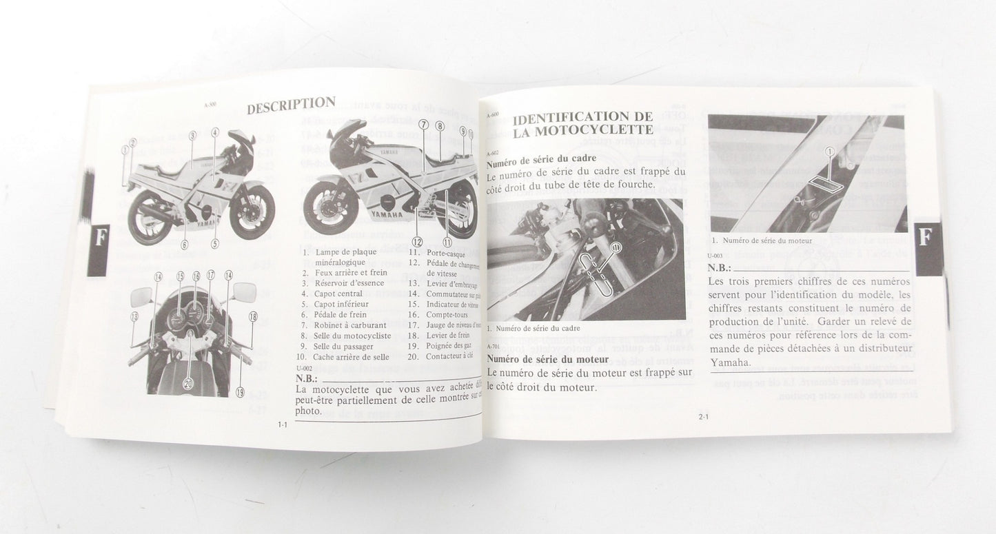 1986 YAMAHA OWNER USER MANUAL BOOK FZ600 ENGLISH FRENCH GERMAN 2HW-28199-80 - MotoRaider