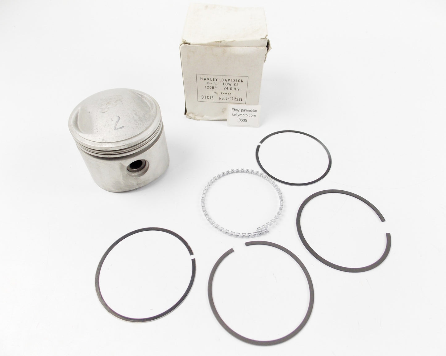 1941-UP HARLEY 74OHV 1200cc 3"7/16 OS=0.80 LOW COMPRESSION PISTON+RINGS+PIN - MotoRaider