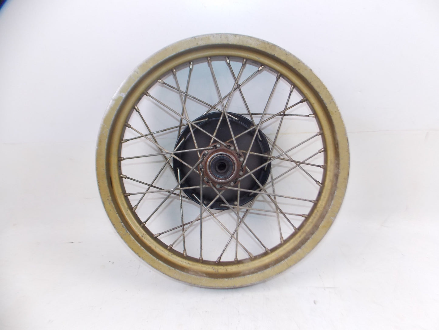 1970's HUSQVARNA REAR WHEEL 17" GOLD RIM HUB SPOKES VINTAGE MOTOCROSS - MotoRaider