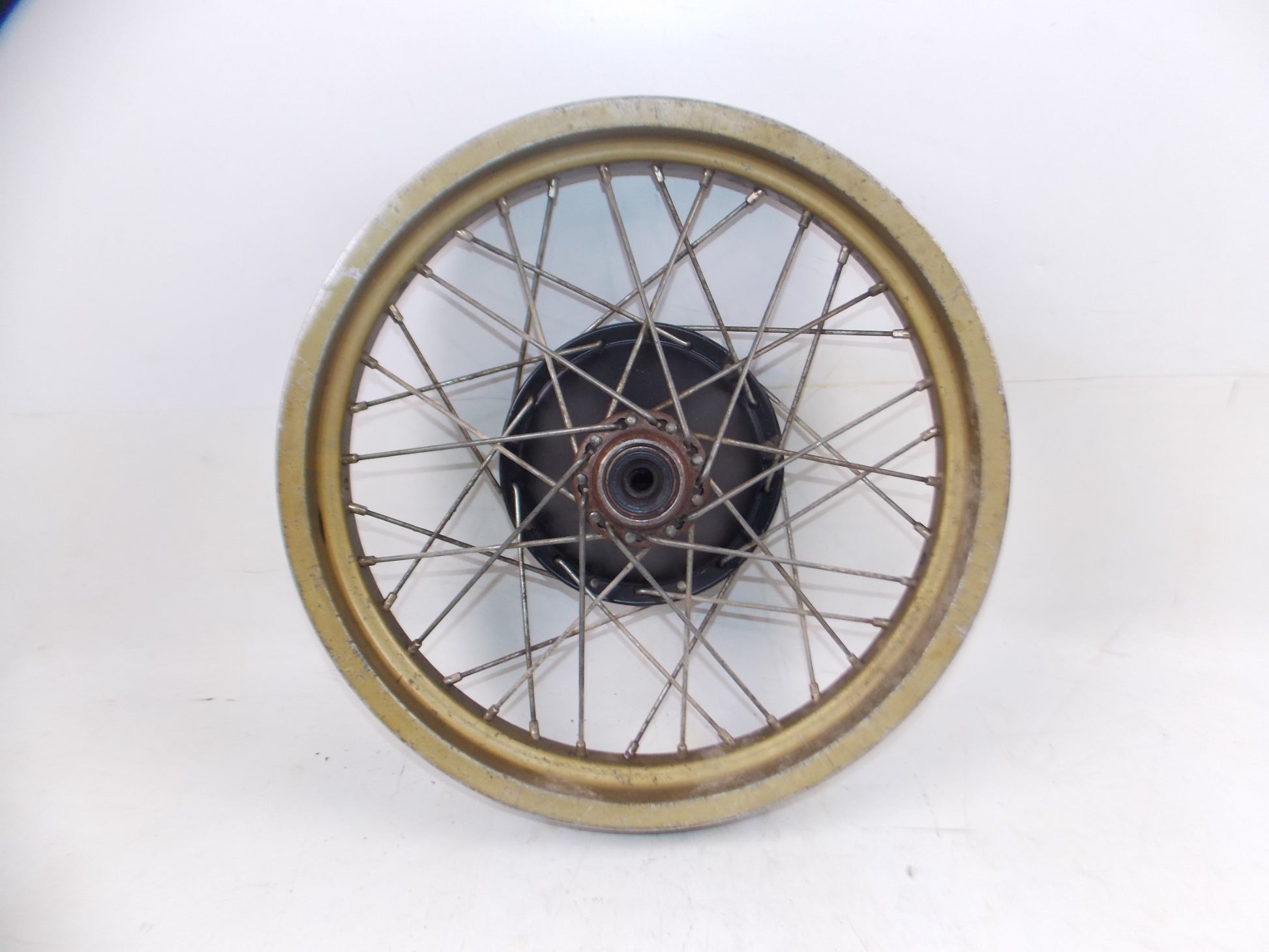 1970's HUSQVARNA REAR WHEEL 17" GOLD RIM HUB SPOKES VINTAGE MOTOCROSS - MotoRaider