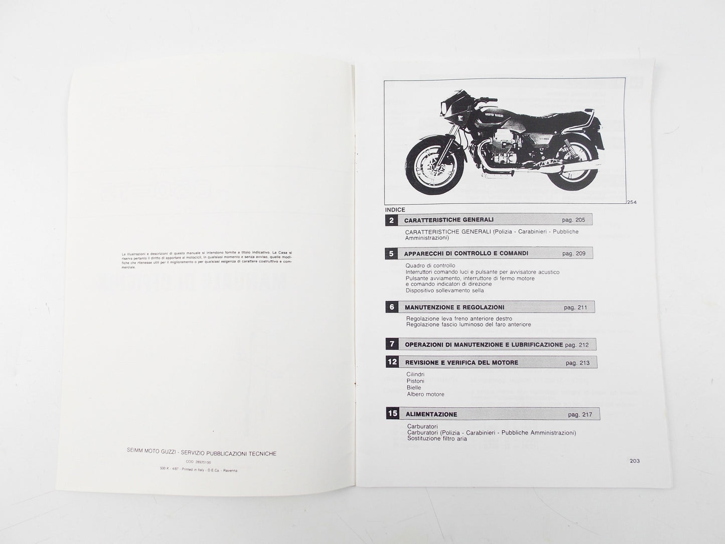 1987 MOTO GUZZI 850-T5 WORKSHOP MANUAL BOOK 28920100 - MotoRaider