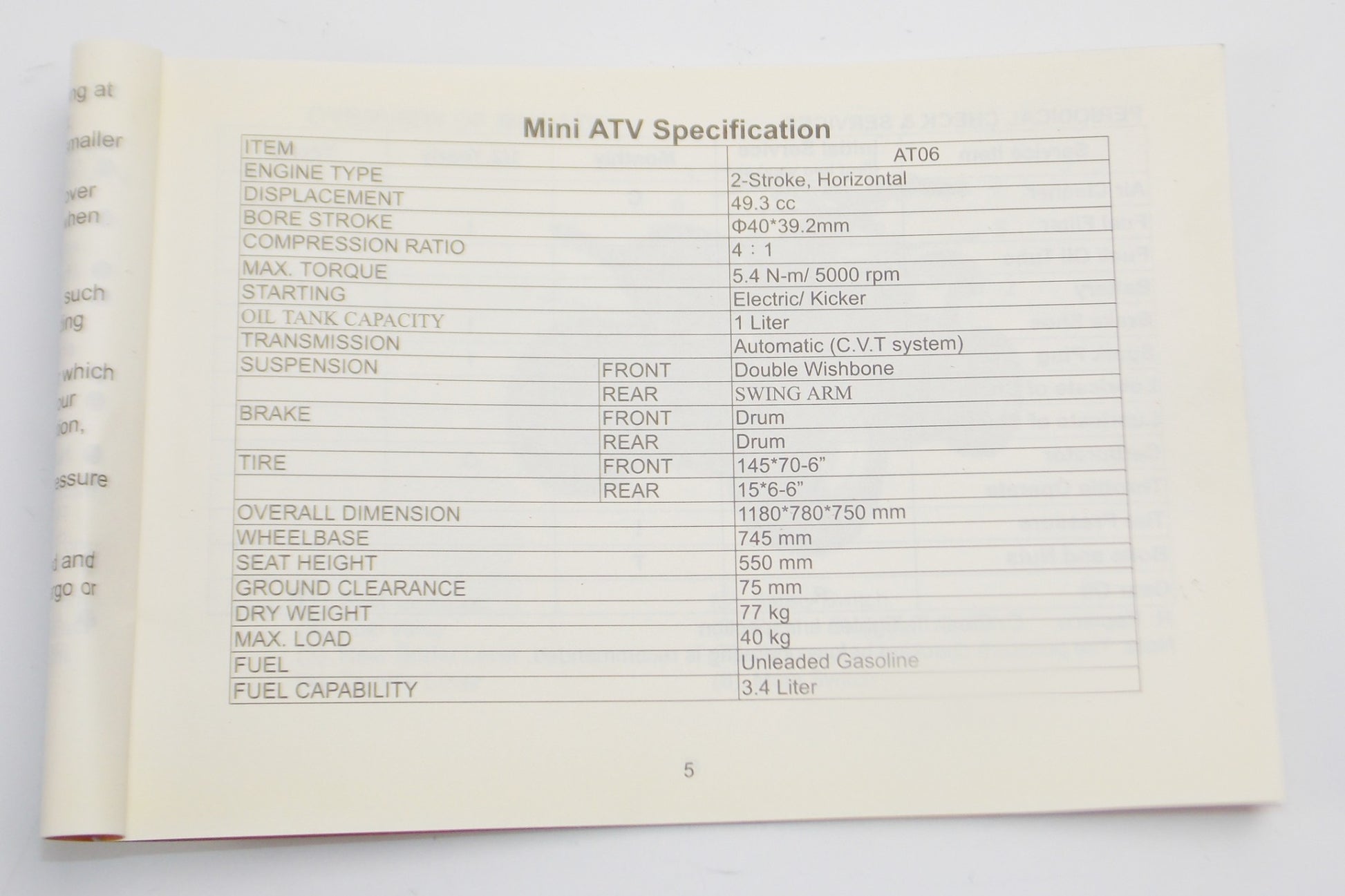 OEM AEON OWNER USER MANUAL BOOK AT06 ATV QUAD FOUR WHEELER MINI KOLT 50 - MotoRaider