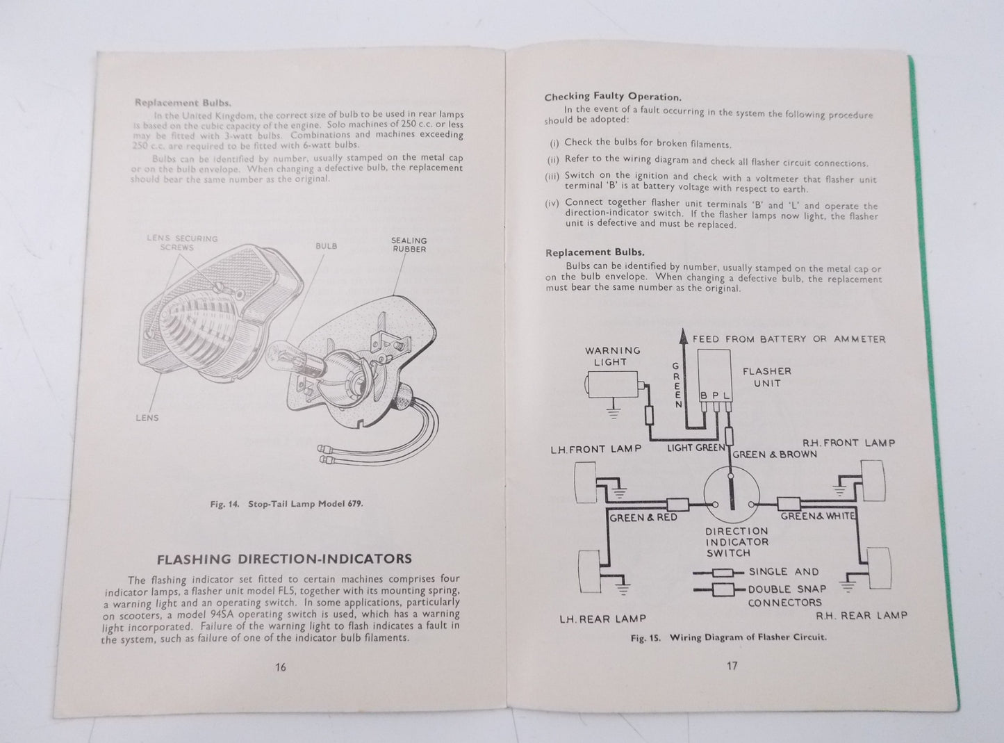 1960's LUCAS MOTORCYCLE ELECTRICAL EQUIPMENT MAINTENANCE INSTRUCTION MANUAL - MotoRaider