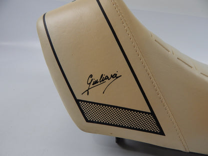 1981 GIULIARI SPORT CREAM SEAT SADDLE L=26" W=12" KAWASAKI HONDA SUZUKI YAMAHA - MotoRaider