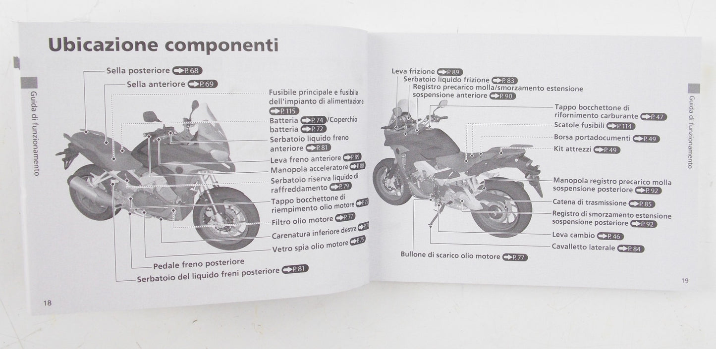 HONDA VFR800X USE MAINTENANCE OWNER BOOK MANUAL ITALIAN 137 PAGES - MotoRaider
