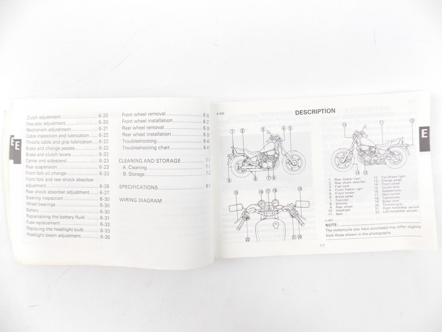 1980's YAMAHA XV1000 OWNER USER MANUAL BOOK 2AE-28199-80 ENGLISH ITALIAN GERMAN - MotoRaider