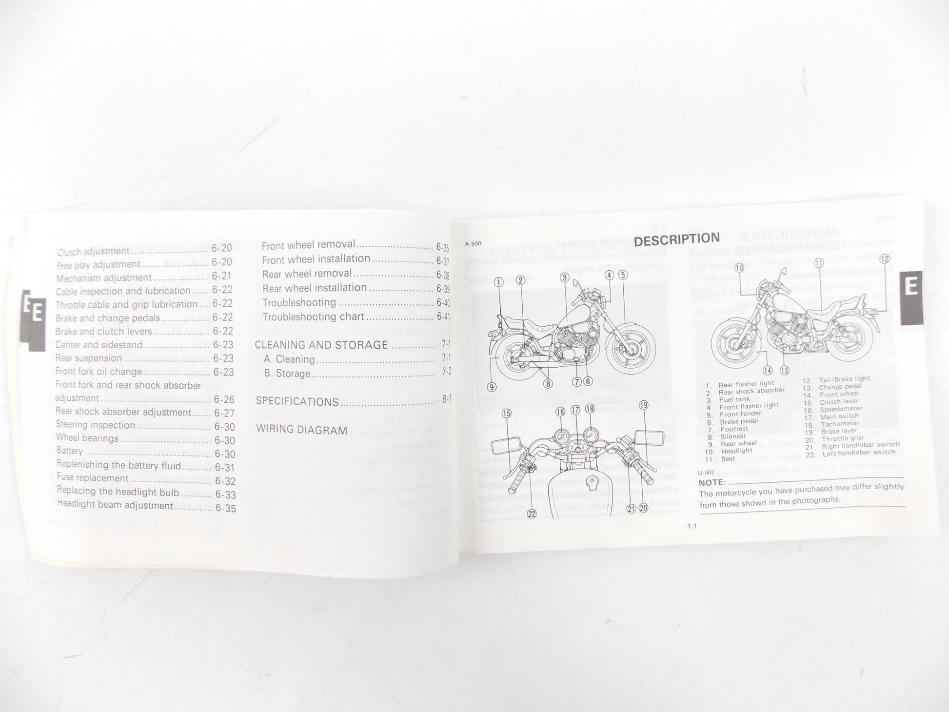 1980's YAMAHA XV1000 OWNER USER MANUAL BOOK 2AE-28199-80 ENGLISH ITALIAN GERMAN - MotoRaider