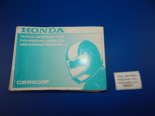 1989 HONDA CBR600-F USER OWNER MANUAL BOOK 00X37-MT6-8100 37MT6810 MULTI LANGUAG - MotoRaider