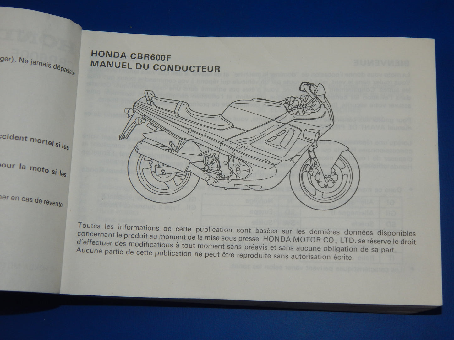 1989 HONDA CBR600-F USER OWNER MANUAL BOOK 00X37-MT6-8100 37MT6810 MULTI LANGUAG - MotoRaider