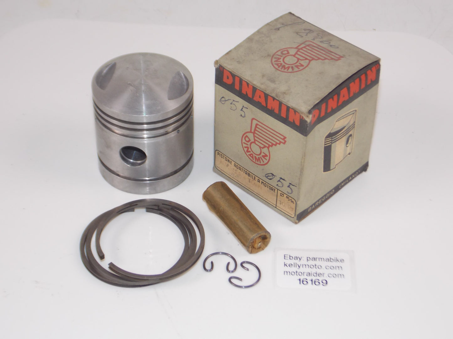 NOS DINAMIN 192 PISTON 55 MM MV 125 SPORT 4-STROKE+RING+15 MM PIN+CIRCLIP #16169 - MotoRaider