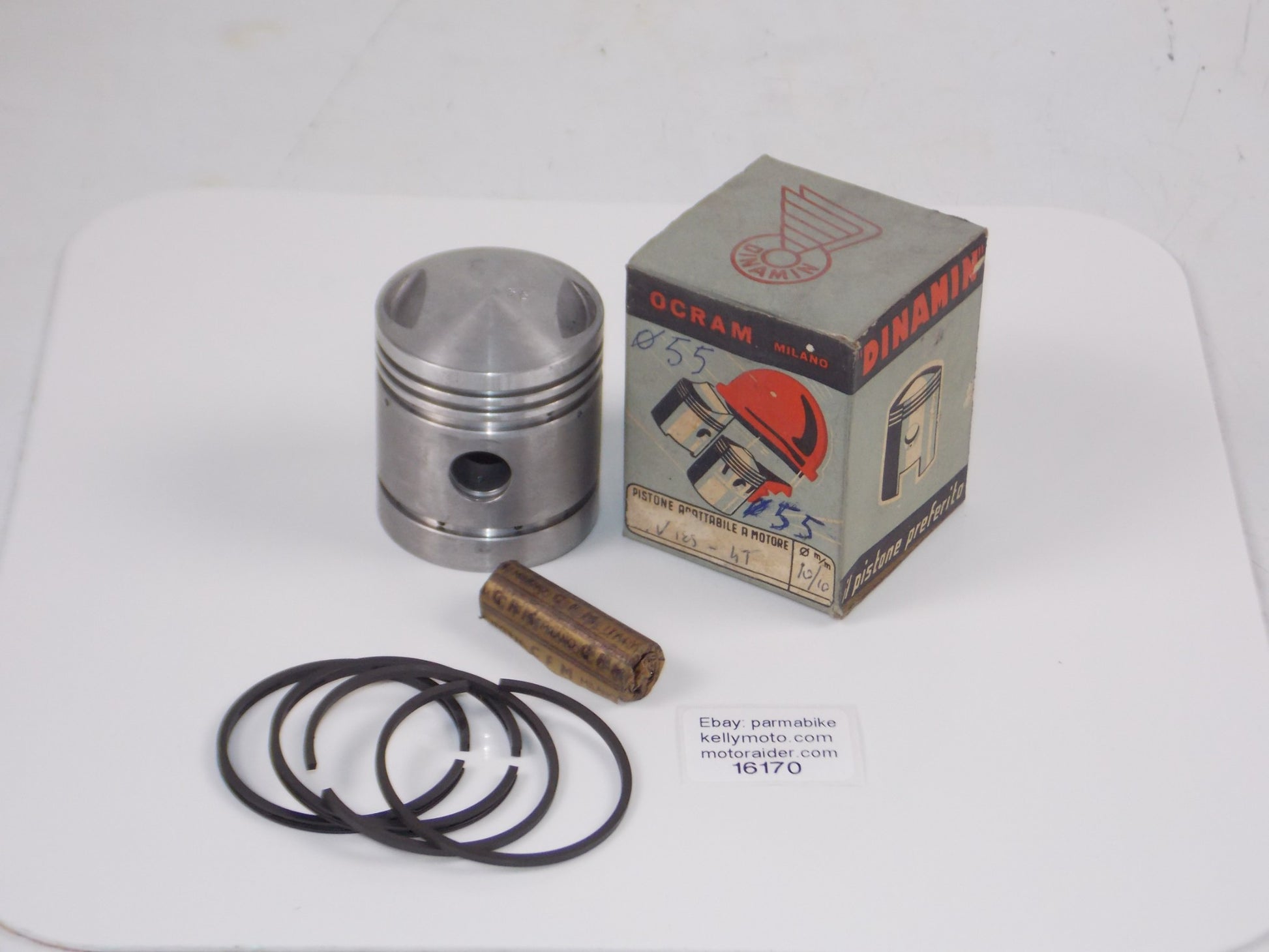 NOS DINAMIN 192 PISTON 55 MM MV 125 SPORT 4-STROKE+RINGS+15 MM PIN #16170 - MotoRaider