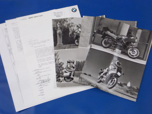 BMW 1990 K 75 RT K75 S ORIGINAL DEALER NEW MODEL PHOTOS 7x9.5" + LETTER ITALIAN - MotoRaider