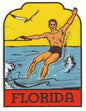 1950's FLORIDA TRAVEL STICKER Porsche Jaguar Volkswagen - MotoRaider