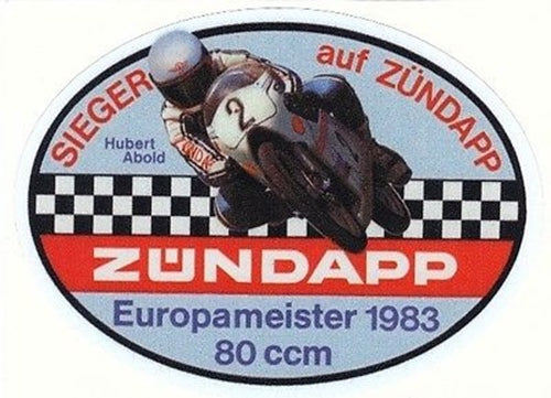 4 ZUNDAPP STICKER 1975-76 ISDT World Time Record 1983 Europameister 80ccm decal - MotoRaider