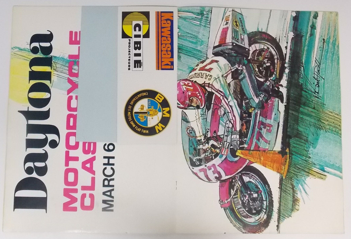 1974 KASCO ITALIAN MAGAZINE WITH POSTER STICKERS DAYTONA KAWASAKI HARLEY NEGRINI - MotoRaider