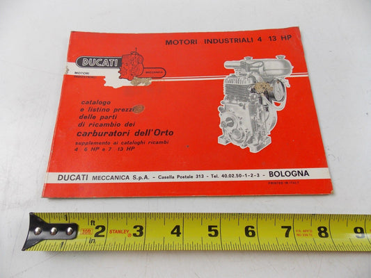 NEW DUCATI 1964 INDUSTRIAL MOTOR 4 13 HP DELLORTO CARBURETOR PRICE LIST CATALOG - MotoRaider