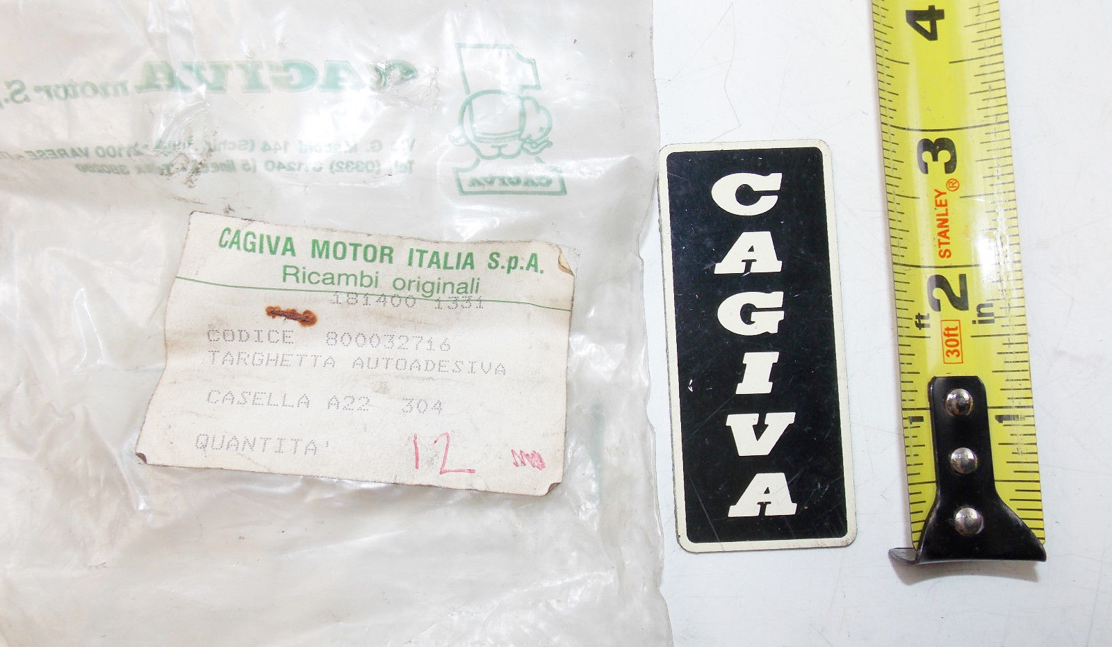 NOS GENUINE 1980'S WMX 125 "CAGIVA" STICKER MARK DECAL EMBLEM 800032716 - MotoRaider