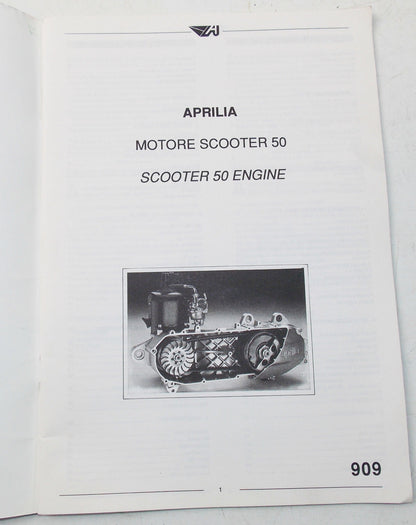 APRILIA MOTOR ENGINE SCOOTER 50 WORKSHOP MANUAL BOOK 909 - MotoRaider