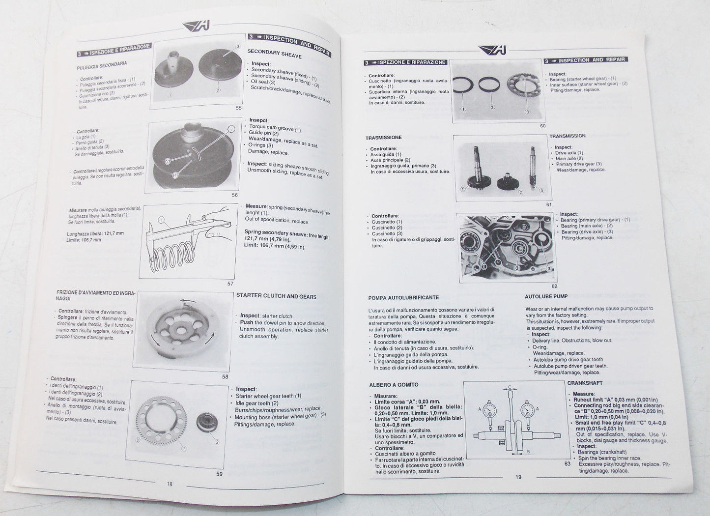 APRILIA MOTOR ENGINE SCOOTER 50 WORKSHOP MANUAL BOOK 909 - MotoRaider