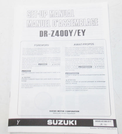 USED SUZUKI 1999  SET-UP MANUAL DR-Z400Y/EY   99505-01180-01T - MotoRaider