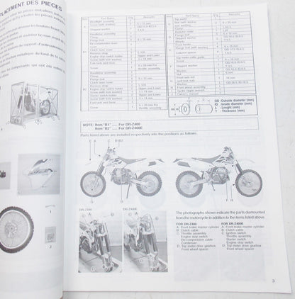 USED SUZUKI 1999  SET-UP MANUAL DR-Z400Y/EY   99505-01180-01T - MotoRaider