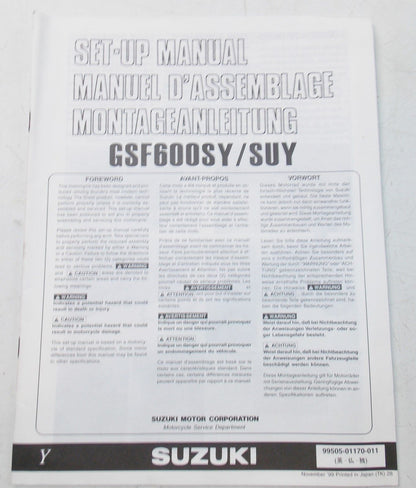 USED SUZUKI 1999  SET UP MANUAL GSF600SY/SUY   99505-01170-011 - MotoRaider