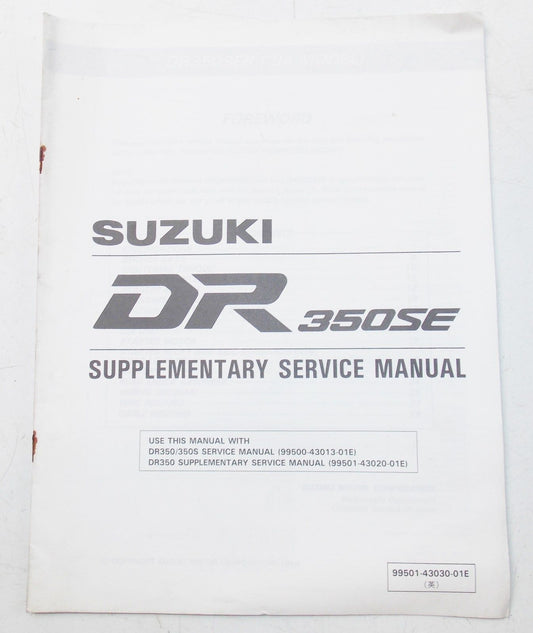 USED SUZUKI 1993  SUPPLEMENTARY SERVICE MANUAL DR350SE   99501-43030-01E - MotoRaider