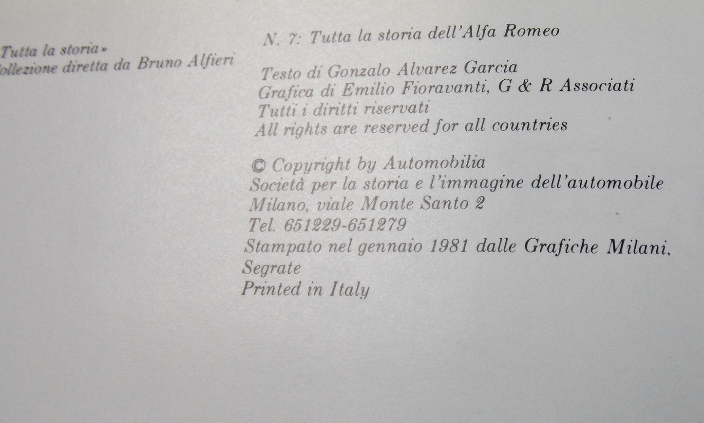 1981 ALFA ROMEO HISTORY BOOK 4"X6" ITALIAN BOOKLET 6C 8C 1750 ALFETTA GIULIA GT - MotoRaider