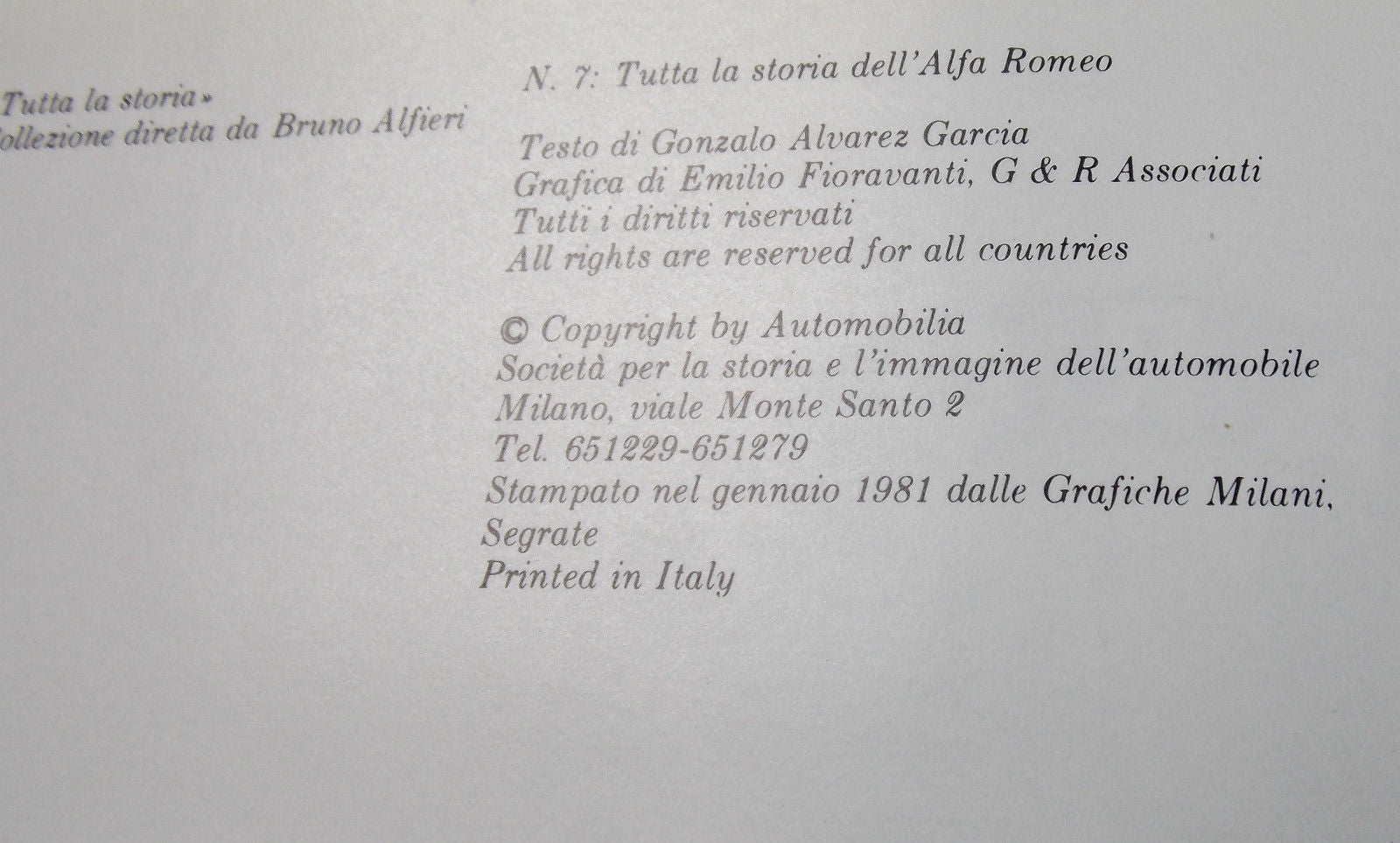 1981 ALFA ROMEO HISTORY BOOK 4"X6" ITALIAN BOOKLET 6C 8C 1750 ALFETTA GIULIA GT - MotoRaider