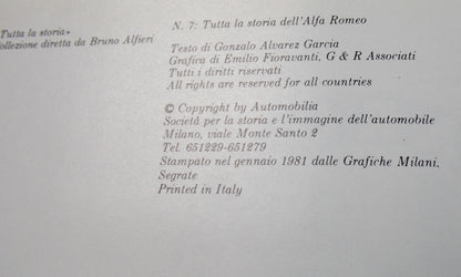 1981 ALFA ROMEO HISTORY BOOK 4"X6" ITALIAN BOOKLET 6C 8C 1750 ALFETTA GIULIA GT - MotoRaider