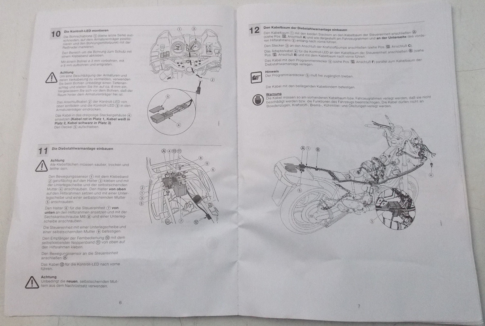 1999 BMW R850 R1100 RT ANTI-THEFT ALARM SYSTEM RETRO FIT INSTRUCTION MANUAL BOOK - MotoRaider