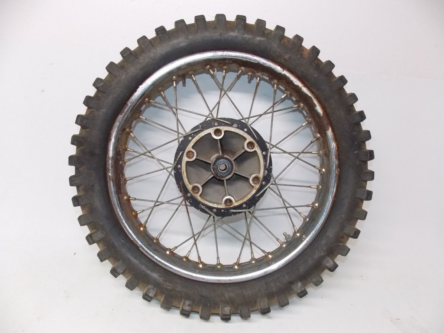 1970's HUSQVARNA 18" REAR WHEEL TRELLERBORG TIRE RIM SPOKE HUB SPORTSMAN 250 360 - MotoRaider