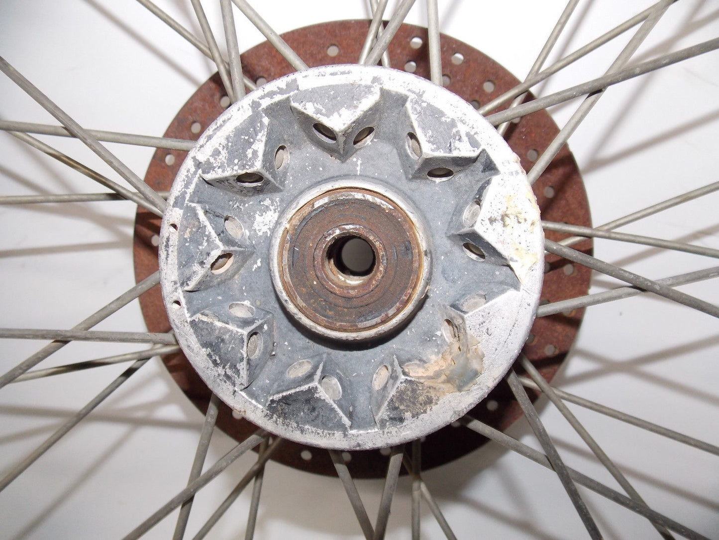 1980's HUSQVARNA 21" FRONT WHEEL GOLD RIM SPOKE HUB DISC BRAKE CR WR 125 250 430 - MotoRaider