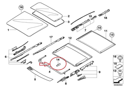 NOS OEM BMW 2004-14 Wagon 325xi/328i/328xi ROOF COVER INSERT SLIDER #54103416966 - MotoRaider