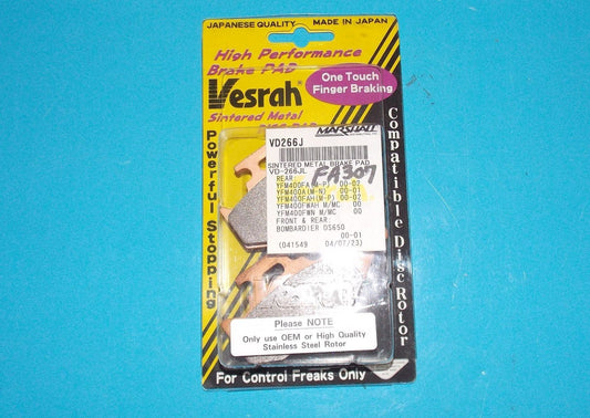 NOS VESRAH VD-134JL BRAKE PADS FITS HONDA 1983-1989 XL600 XR250/500/600 TRX250 - MotoRaider