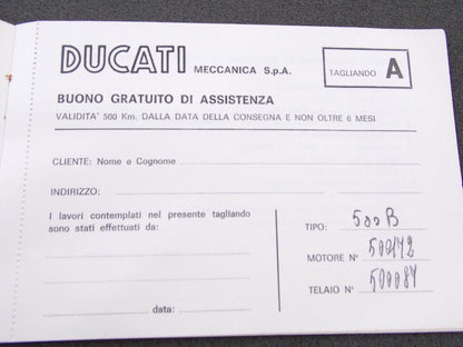 1976 DUCATI 500-B MAINTENANCE RECORD BOOKLET ITALIAN - MotoRaider