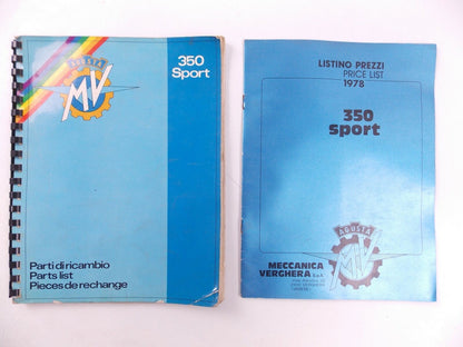 1978 AGUSTA MV 350 B SPARE PARTS CATALOG BOOK MANUAL+PRICE LIST ENGLISH ITALIAN - MotoRaider