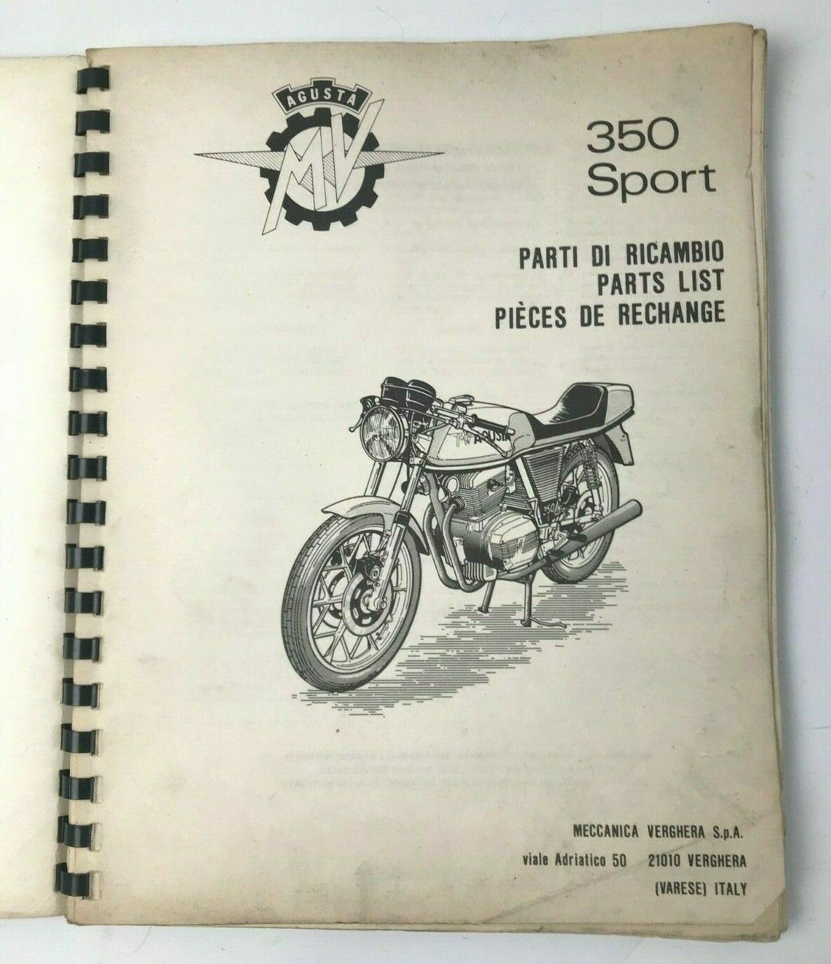 1978 AGUSTA MV 350 B SPARE PARTS CATALOG BOOK MANUAL+PRICE LIST ENGLISH ITALIAN - MotoRaider