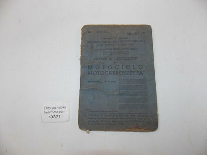 1958 STERZI 160 ITALIAN OWNER CERTIFICATE CARTA CIRCOLAZIONE MOTORCYCLE DOCUMENT - MotoRaider