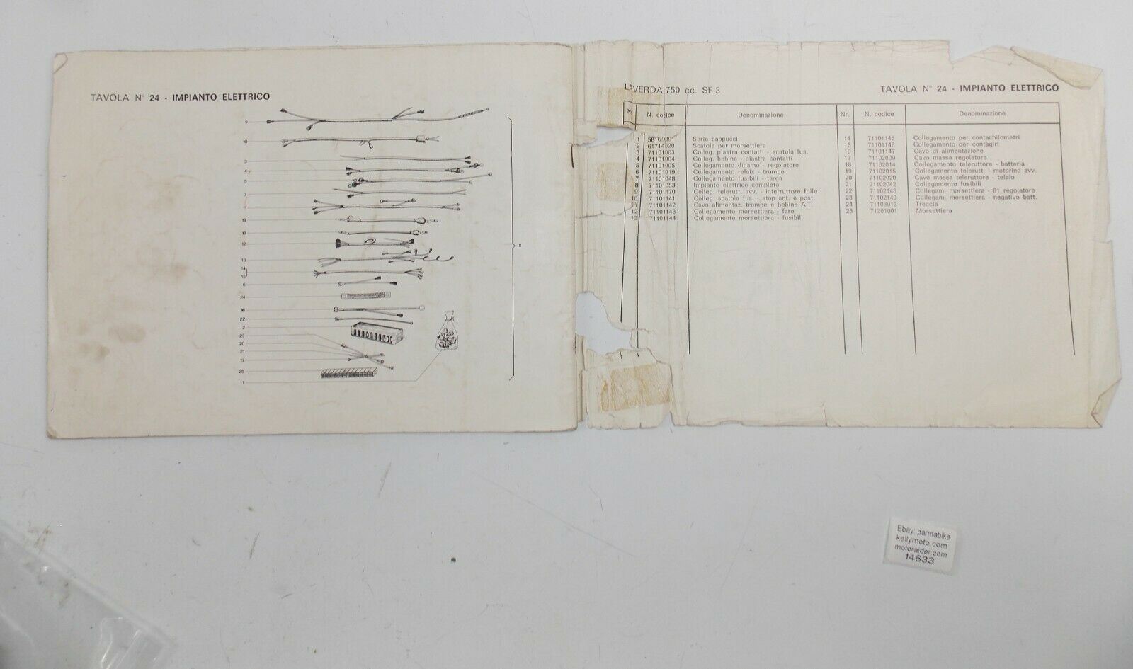 OEM 1970's LAVERDA 750cc SF-3 PARTS MANUAL DIAGRAM BOOK MOTOR CHASSIS ITALIAN - MotoRaider