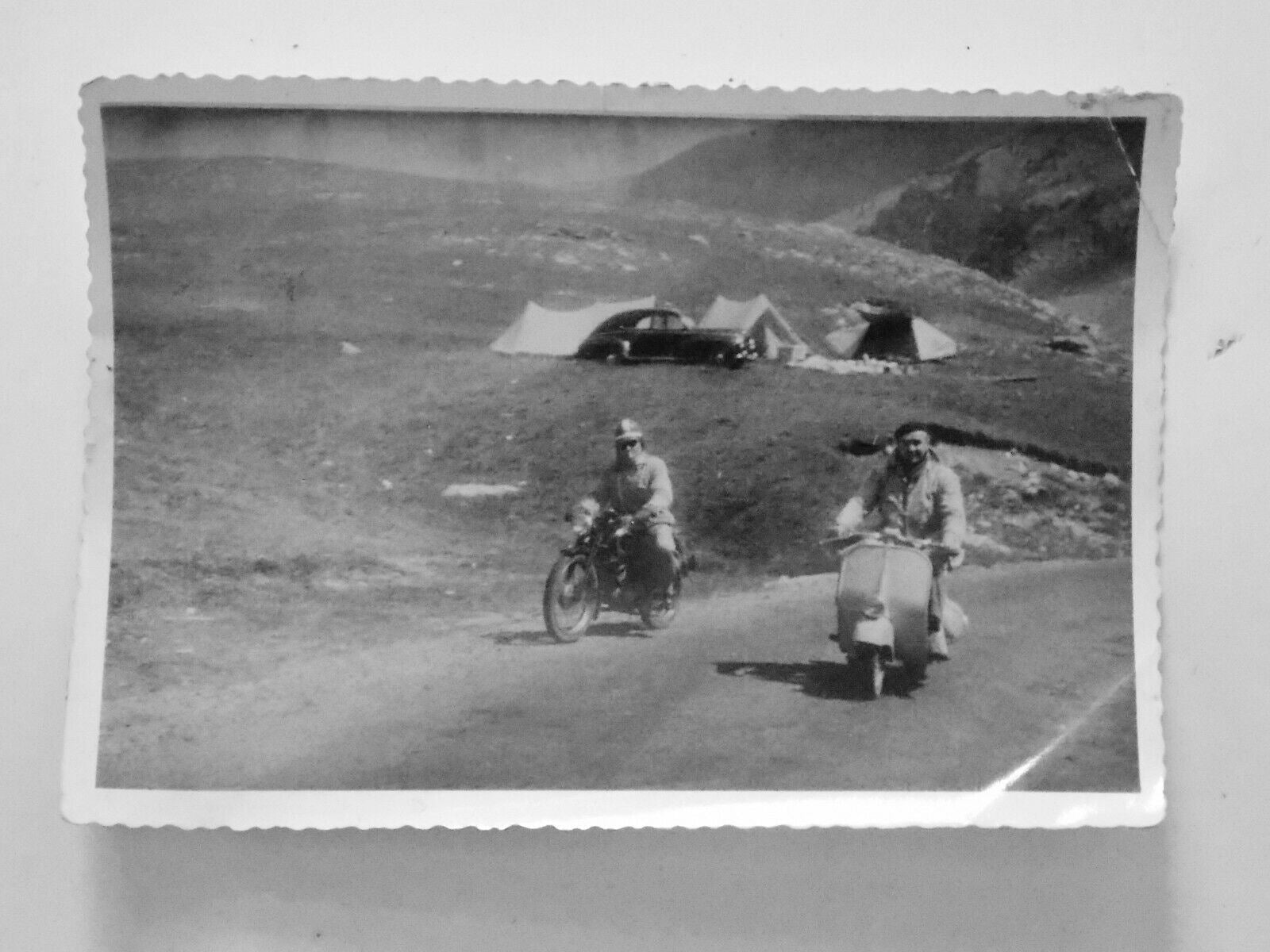 1955 VINTAGE PHOTO COL DE LA CAYOLLE FRANCE VESPA PUCH DKW NSU SCOOTER MOTORS - MotoRaider