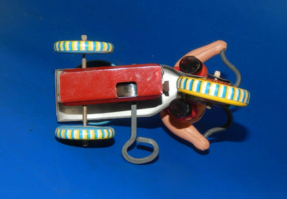 1960's VINTAGE TIN WIND UP TOY BABY INDIAN ON BICYCLE TRICYCLE+BELL JAPAN L=4" - MotoRaider