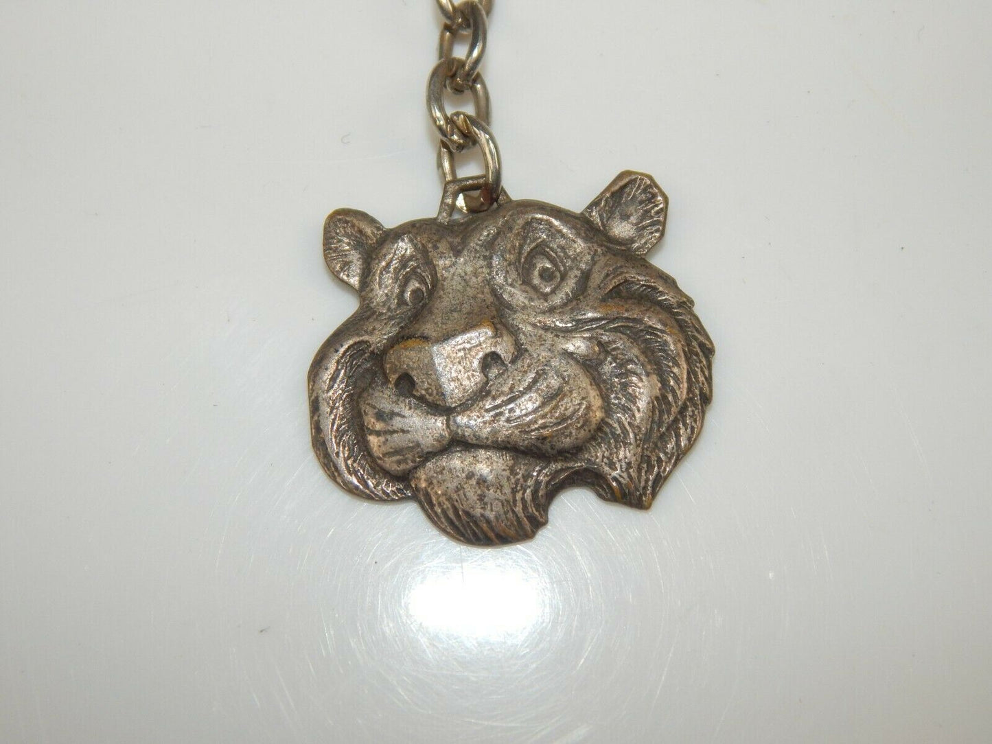 ORIGINAL 1970's ESSO TIGER METAL EMBLEM KEY CHAIN RING FOB  ITALY 30x630mm - MotoRaider