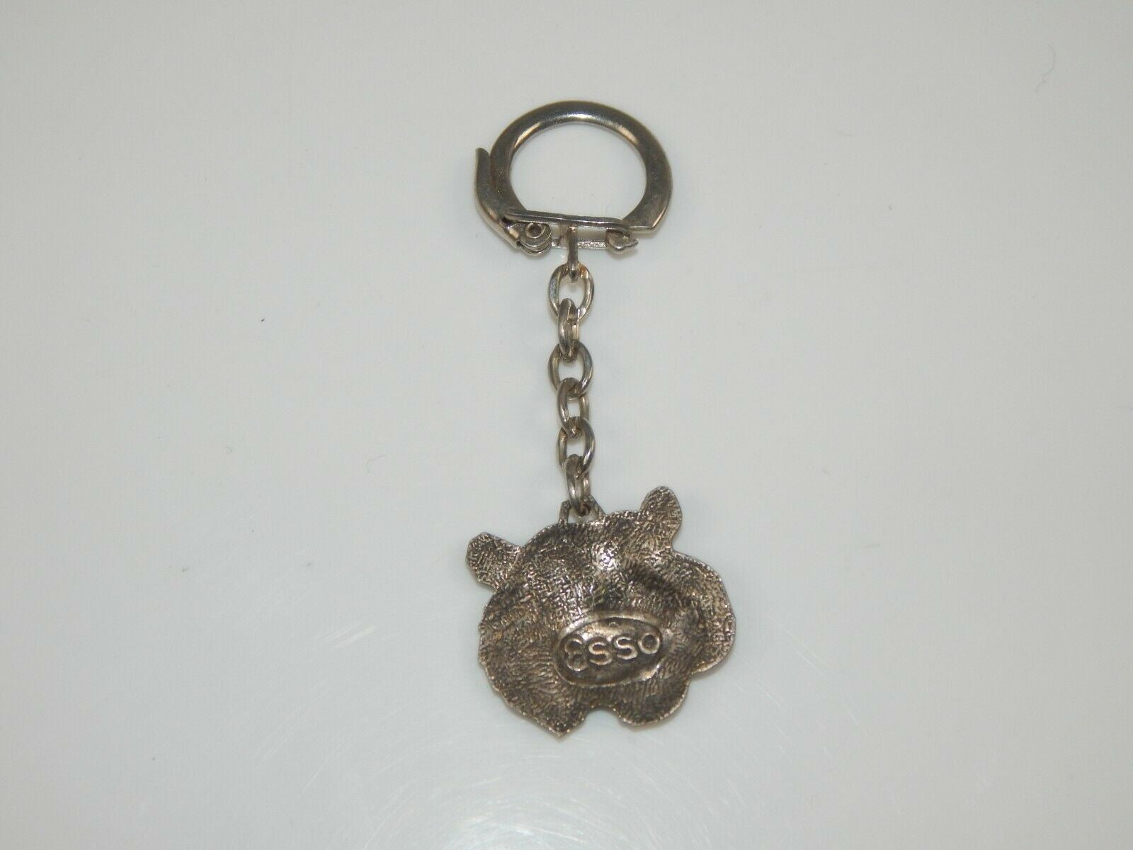 ORIGINAL 1970's ESSO TIGER METAL EMBLEM KEY CHAIN RING FOB  ITALY 30x630mm - MotoRaider