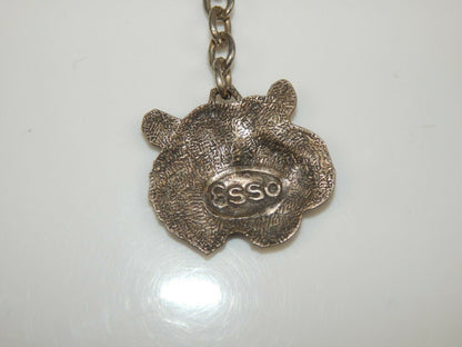 ORIGINAL 1970's ESSO TIGER METAL EMBLEM KEY CHAIN RING FOB  ITALY 30x630mm - MotoRaider