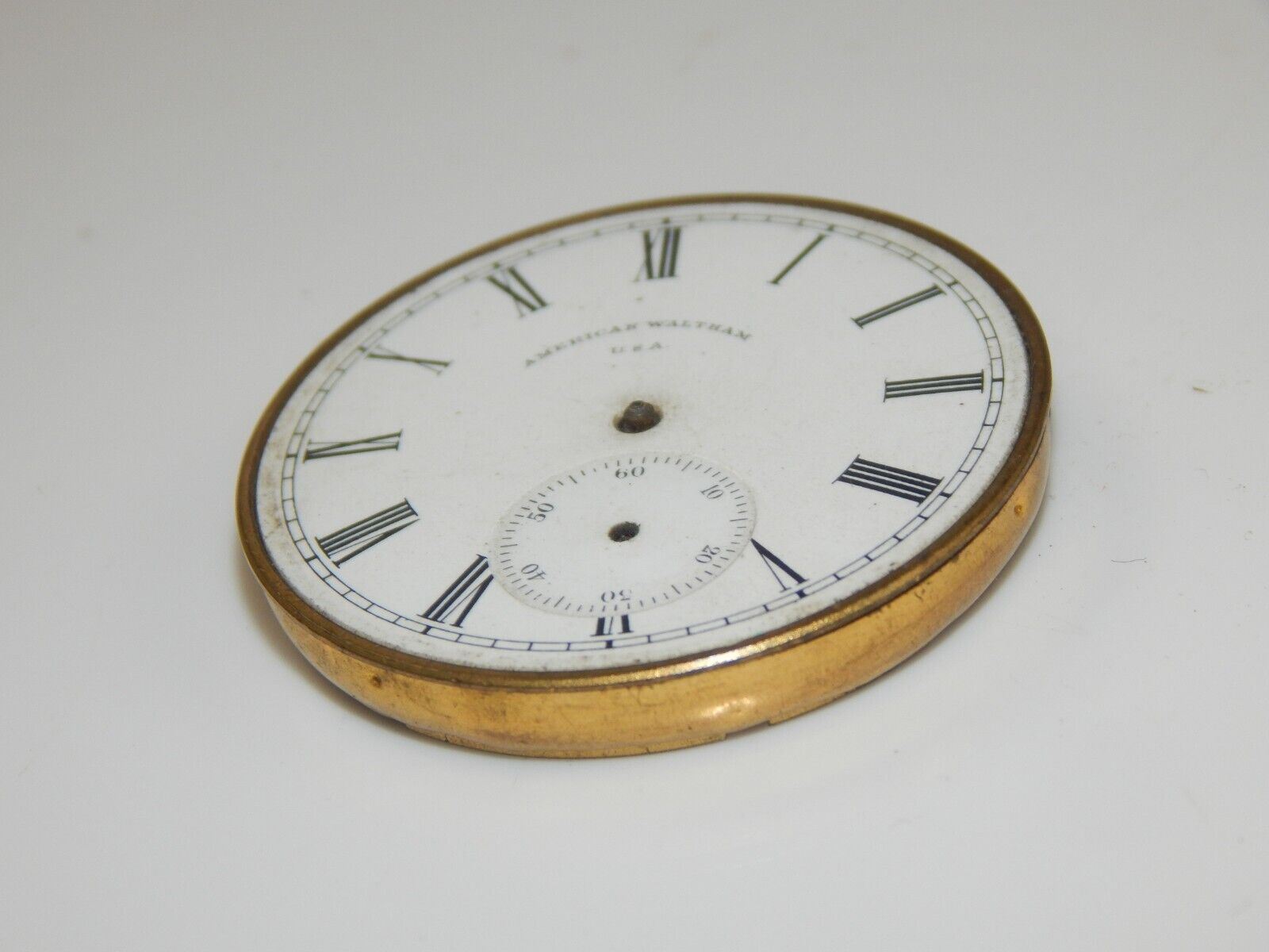 VINTAGE POCKET WATCH AMERICAN WALTHAM USA D=41mm MOVEMENT DIAL FOR PARTS - MotoRaider